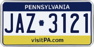 PA license plate JAZ3121