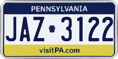 PA license plate JAZ3122