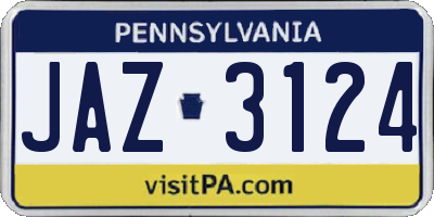 PA license plate JAZ3124