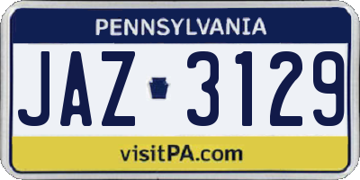 PA license plate JAZ3129