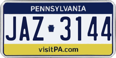 PA license plate JAZ3144