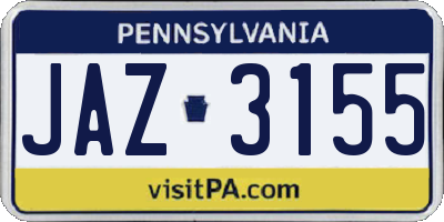 PA license plate JAZ3155