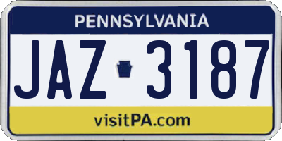 PA license plate JAZ3187