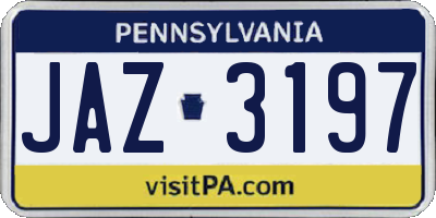 PA license plate JAZ3197