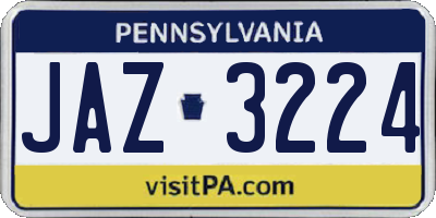 PA license plate JAZ3224