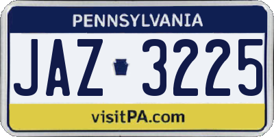 PA license plate JAZ3225