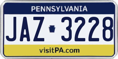 PA license plate JAZ3228