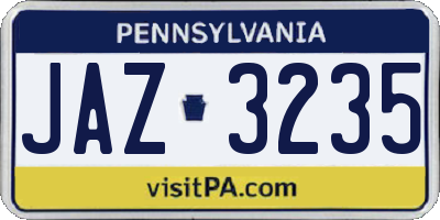 PA license plate JAZ3235