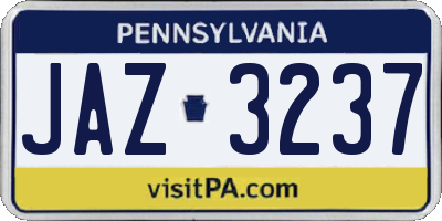 PA license plate JAZ3237