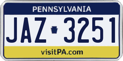 PA license plate JAZ3251