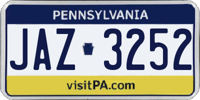 PA license plate JAZ3252