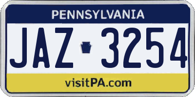 PA license plate JAZ3254