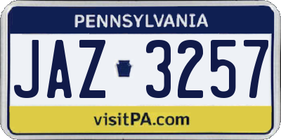 PA license plate JAZ3257