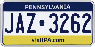 PA license plate JAZ3262