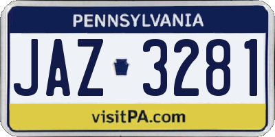PA license plate JAZ3281