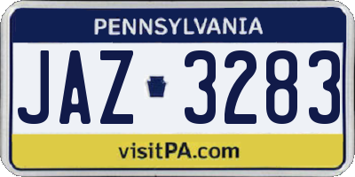 PA license plate JAZ3283