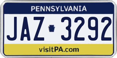 PA license plate JAZ3292