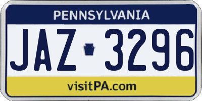 PA license plate JAZ3296