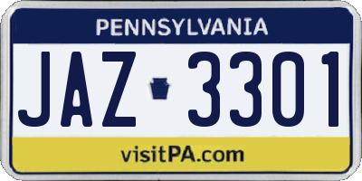PA license plate JAZ3301