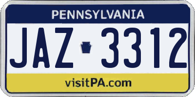 PA license plate JAZ3312