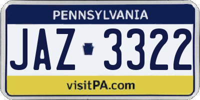 PA license plate JAZ3322