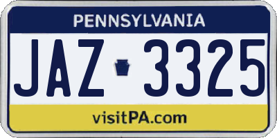 PA license plate JAZ3325