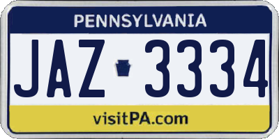 PA license plate JAZ3334
