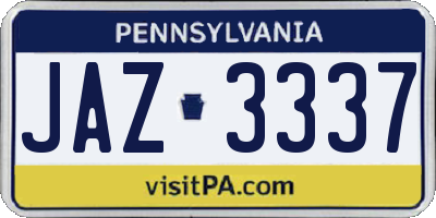 PA license plate JAZ3337