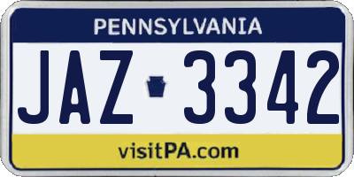 PA license plate JAZ3342