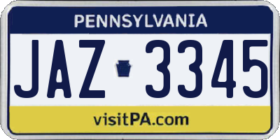 PA license plate JAZ3345