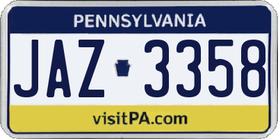 PA license plate JAZ3358
