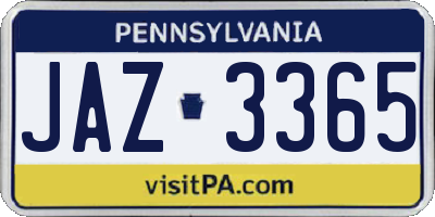 PA license plate JAZ3365