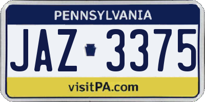 PA license plate JAZ3375