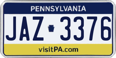 PA license plate JAZ3376