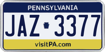 PA license plate JAZ3377