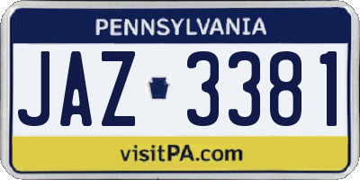 PA license plate JAZ3381