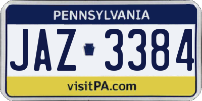 PA license plate JAZ3384