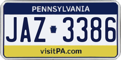 PA license plate JAZ3386