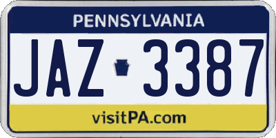 PA license plate JAZ3387