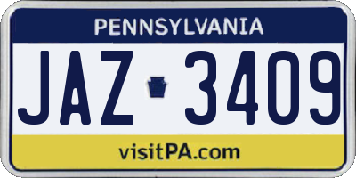 PA license plate JAZ3409