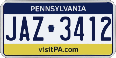 PA license plate JAZ3412
