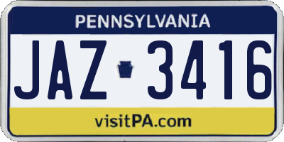 PA license plate JAZ3416