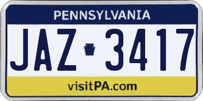 PA license plate JAZ3417