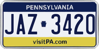 PA license plate JAZ3420