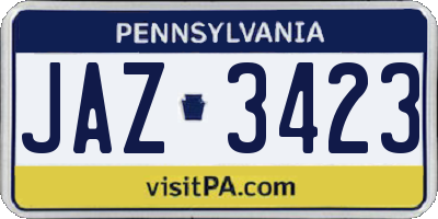 PA license plate JAZ3423