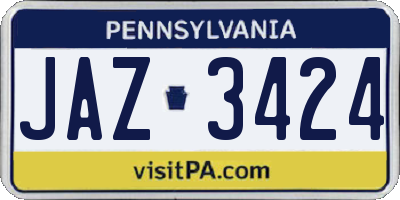 PA license plate JAZ3424