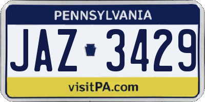 PA license plate JAZ3429