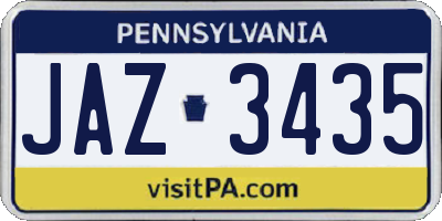 PA license plate JAZ3435