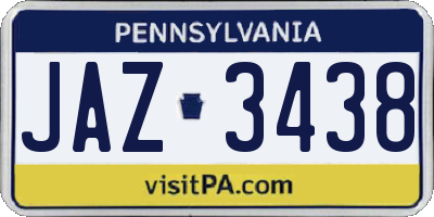 PA license plate JAZ3438