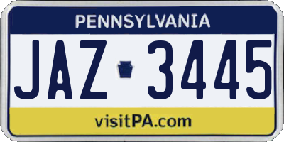 PA license plate JAZ3445